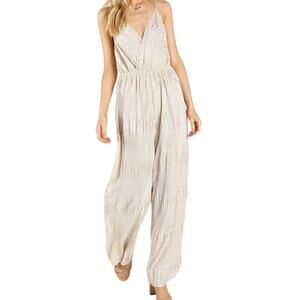 Honey Punch Metallic Ribbed Jumpsuit Size Small